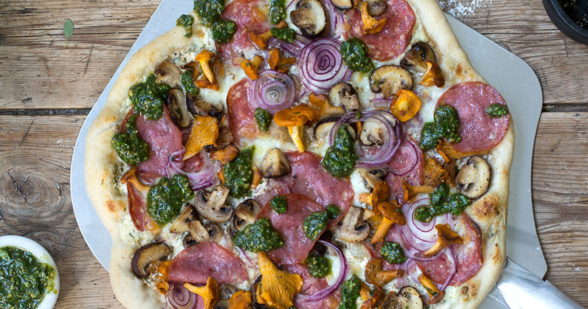 Italiensk pizza med Salami Siliana og sopp Nortura PROFF