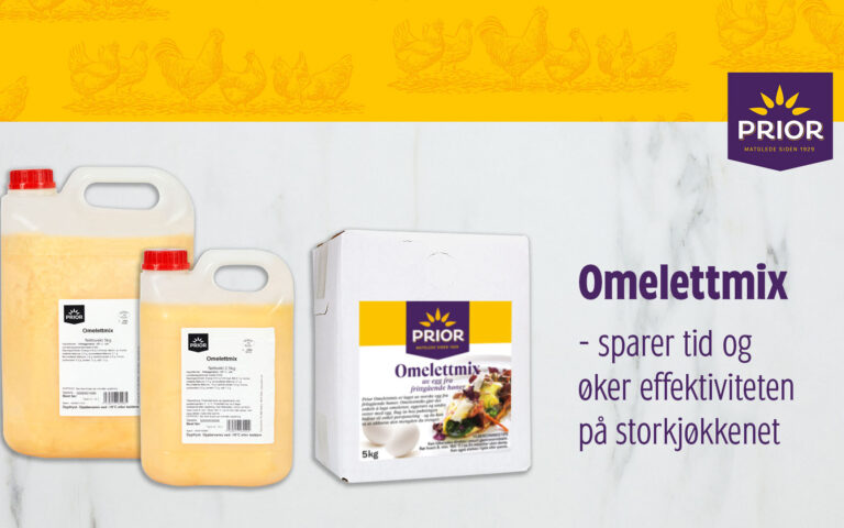 Omelettmix – sparer tid og øker effektiviteten på kjøkkenet. Kommer i størrelser på 2,5 kilo og 5 kilo.