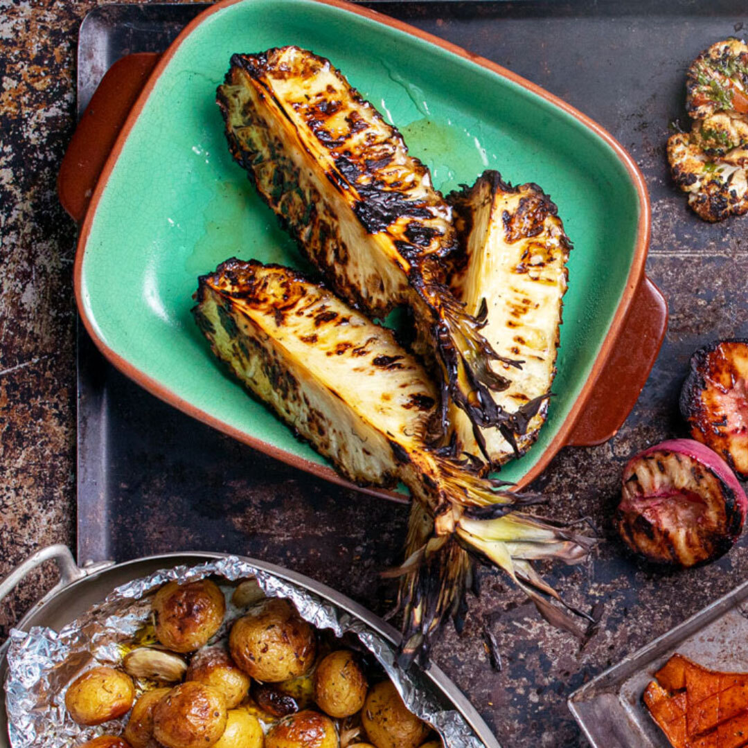 Grillet ananas med ingefærsirup