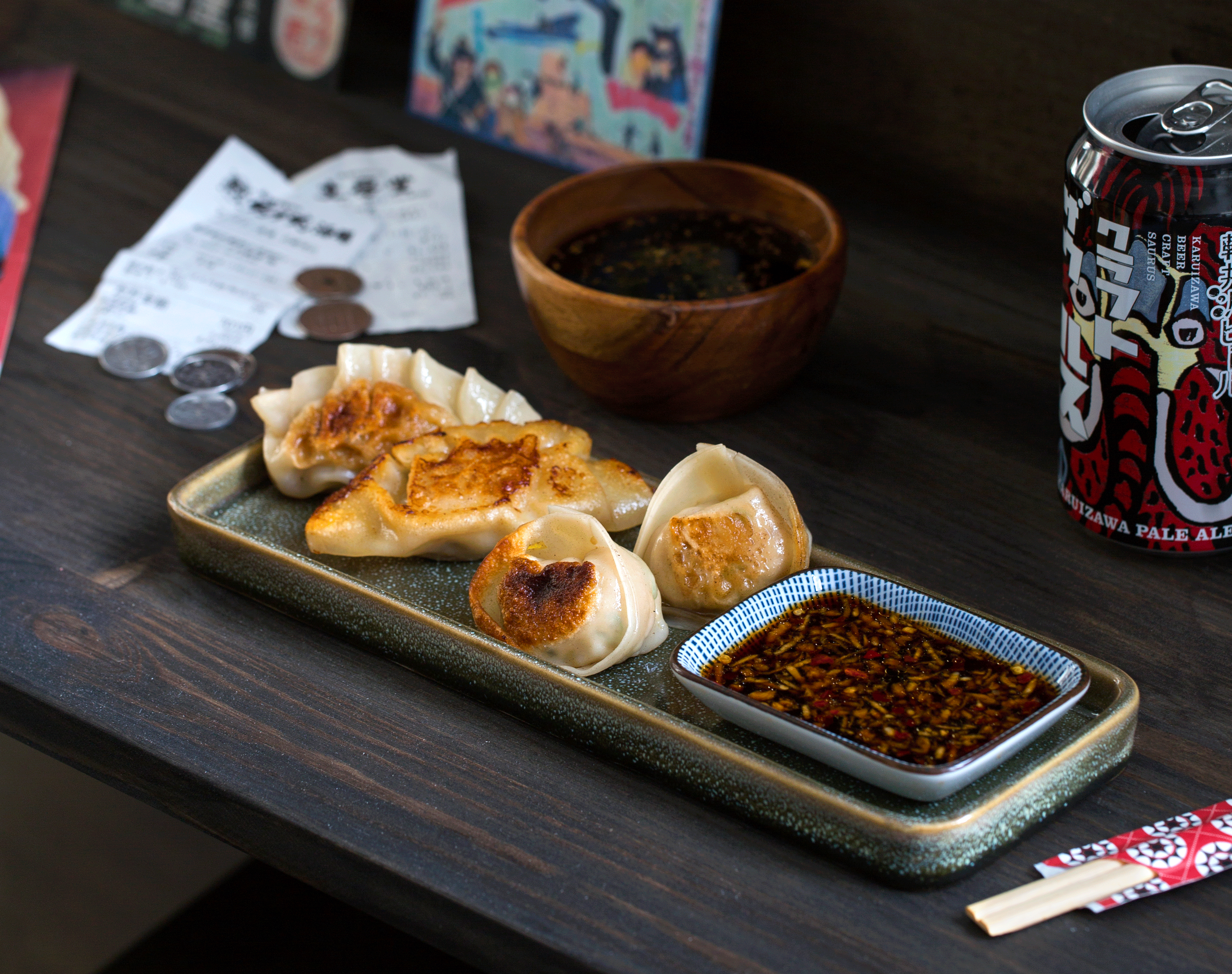 Gyoza med kylling og dipsaus med ingefær