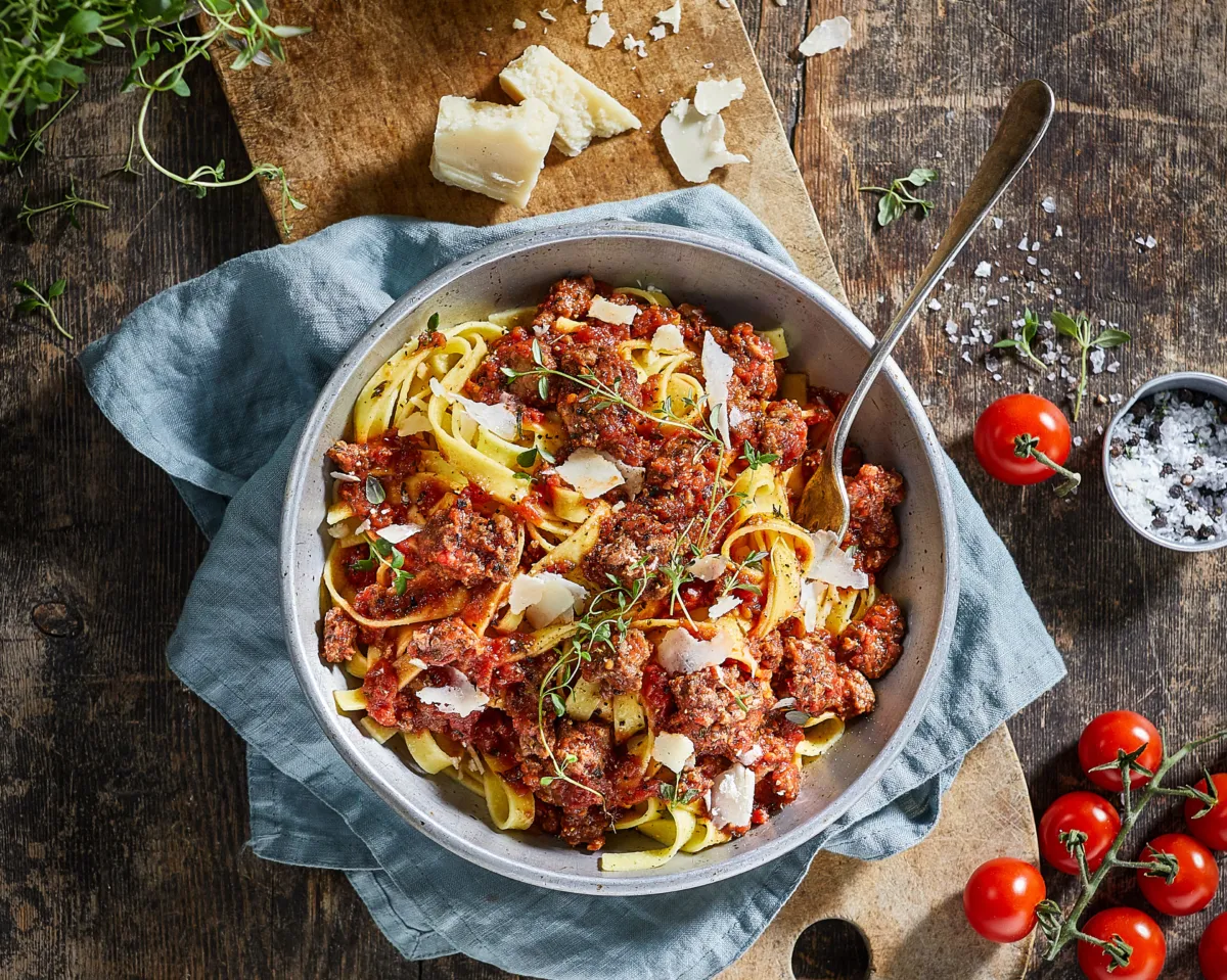 Pasta Bolognese med lammekjøttdeig