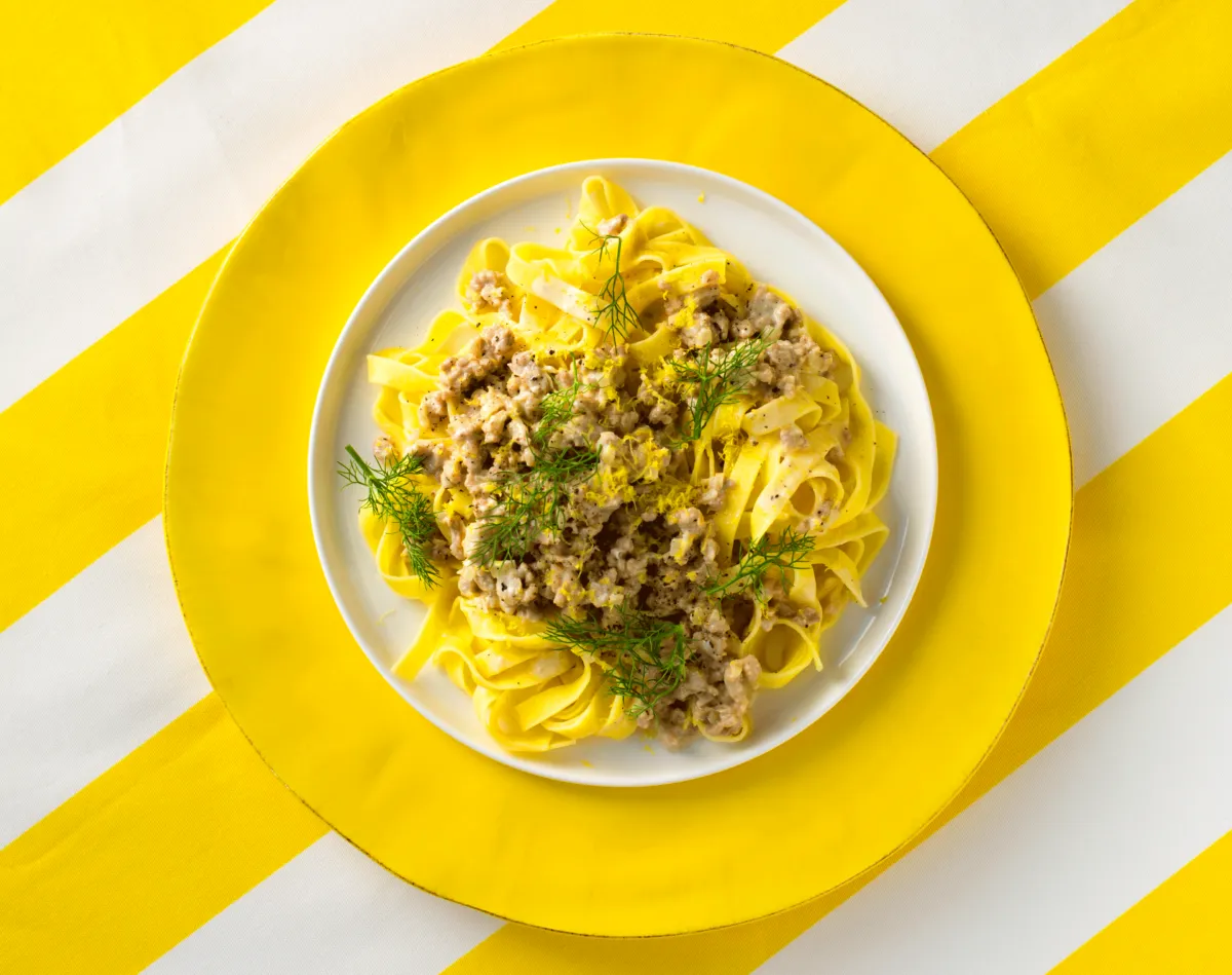 Sitronpasta med kyllingkjøttdeig
