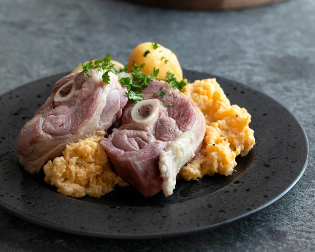 Salt lammebog med kålrotstappe