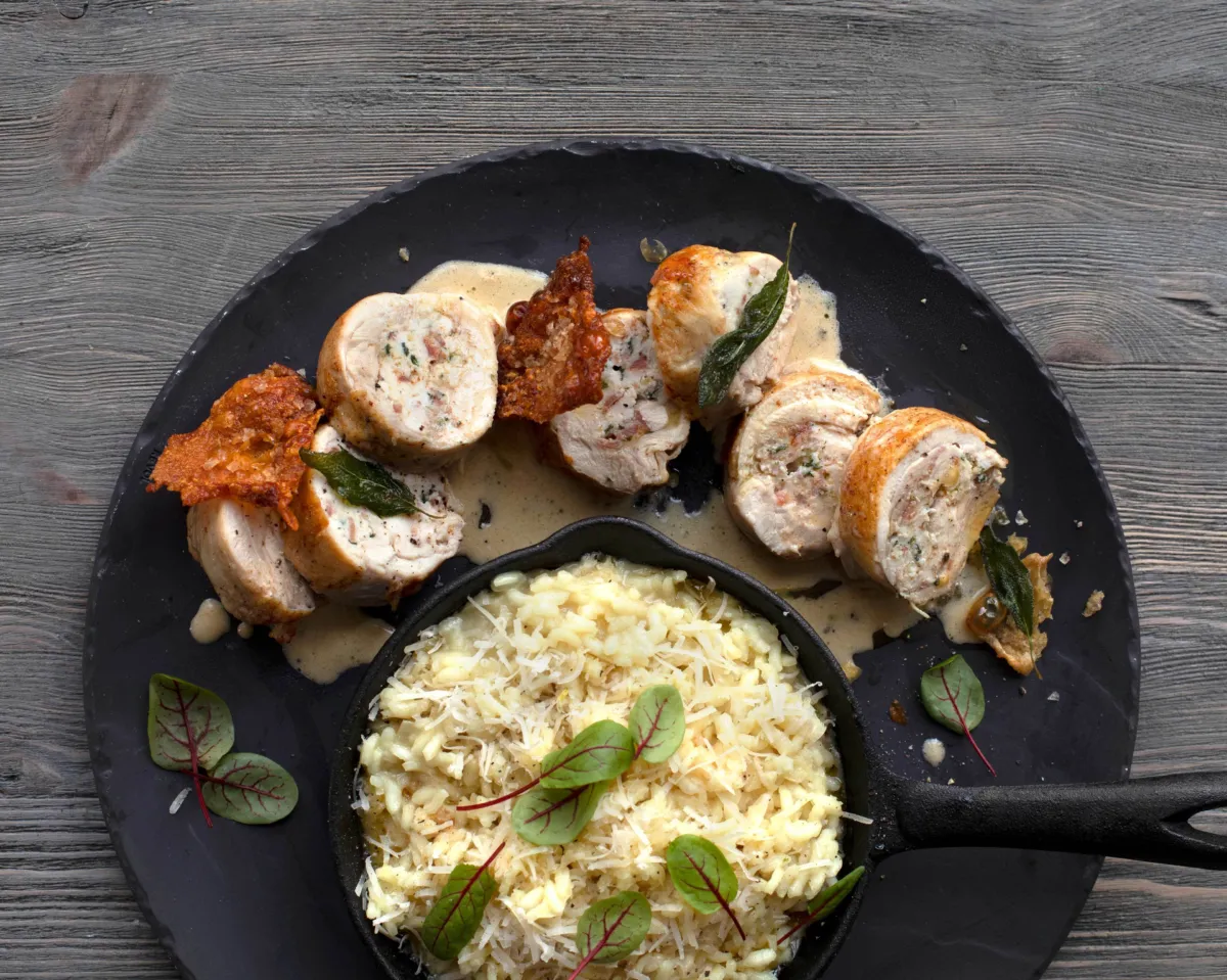 Fylt kyllinglår med risotto