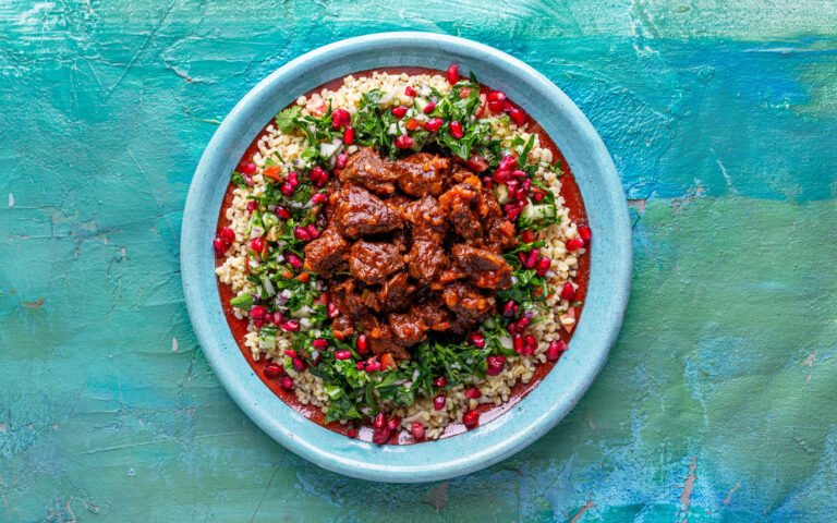 Braisert ungsau lårkjøtt med Marokkanske krydder og Tabbouleh