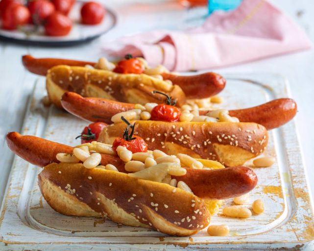 Chorizo med hvite bønner og bakte tomater