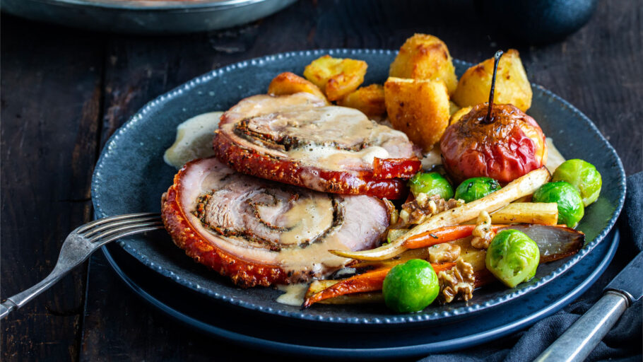 Engelsk inspirert julerett med Porchetta