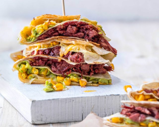 Quesadilla med eldhusrøkt brisket