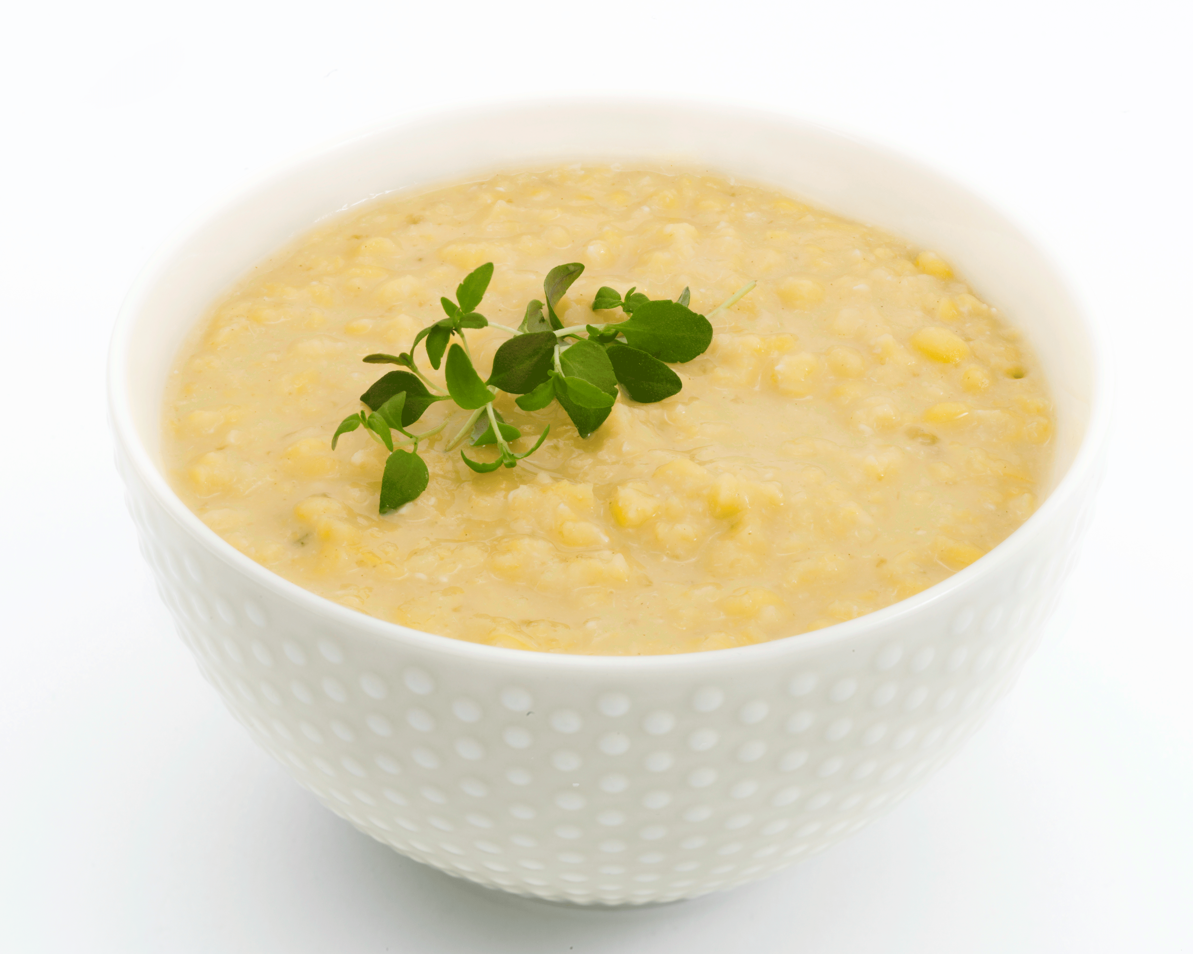 Gul ertesuppe med sennep og urter