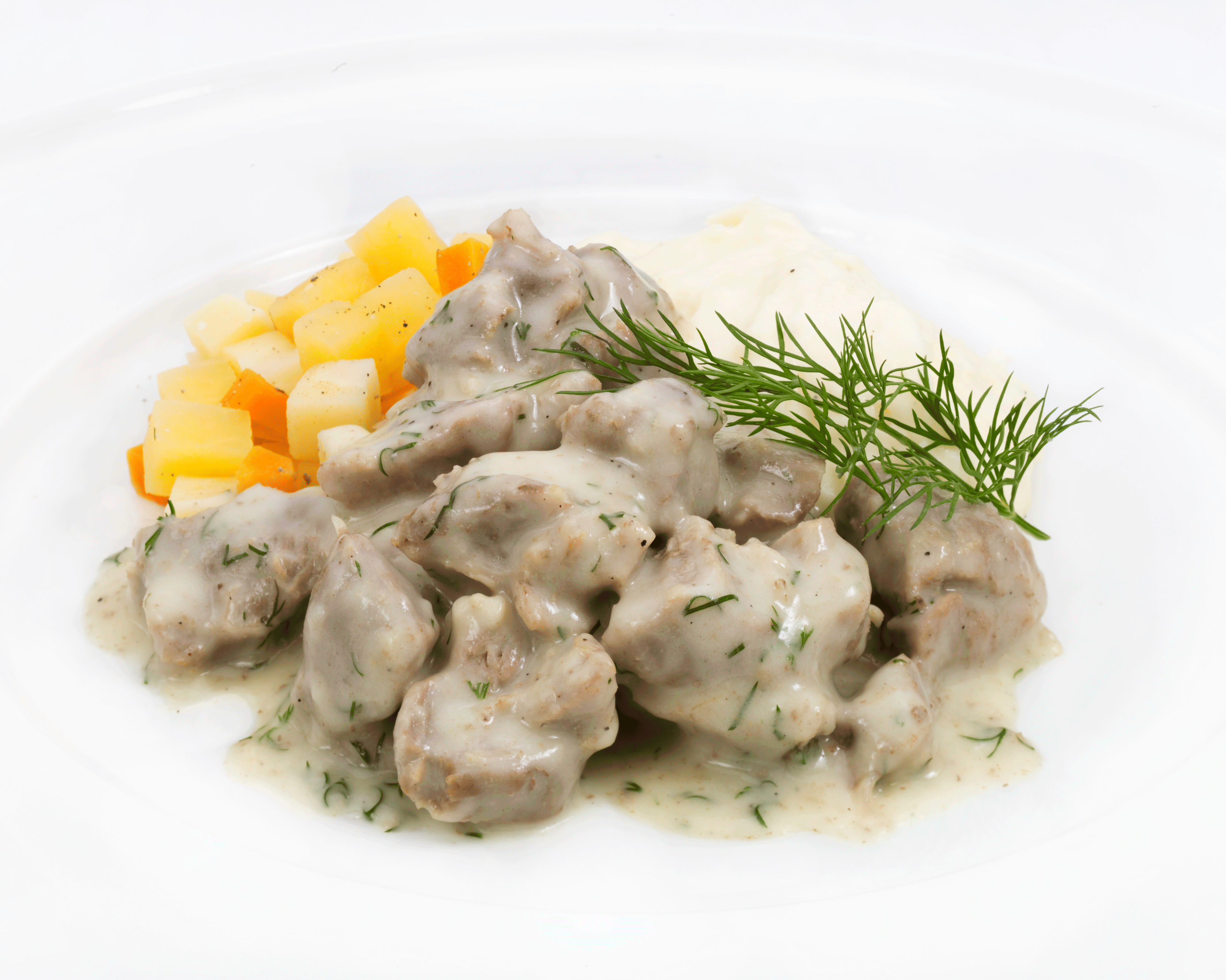 Lam i dill med rotgrønnsaker og potetpuré