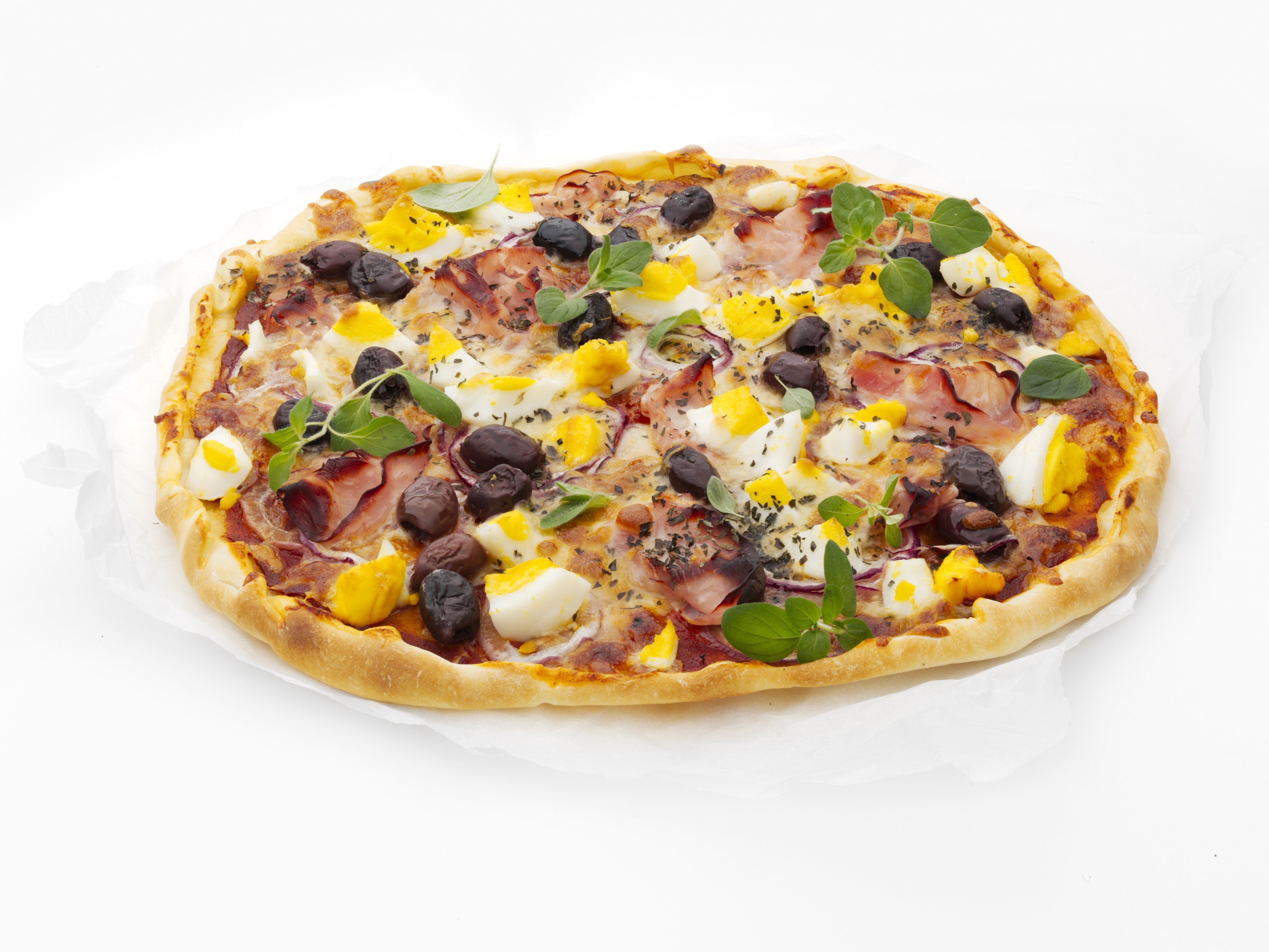 "Portugisisk" pizza med skinke og egg